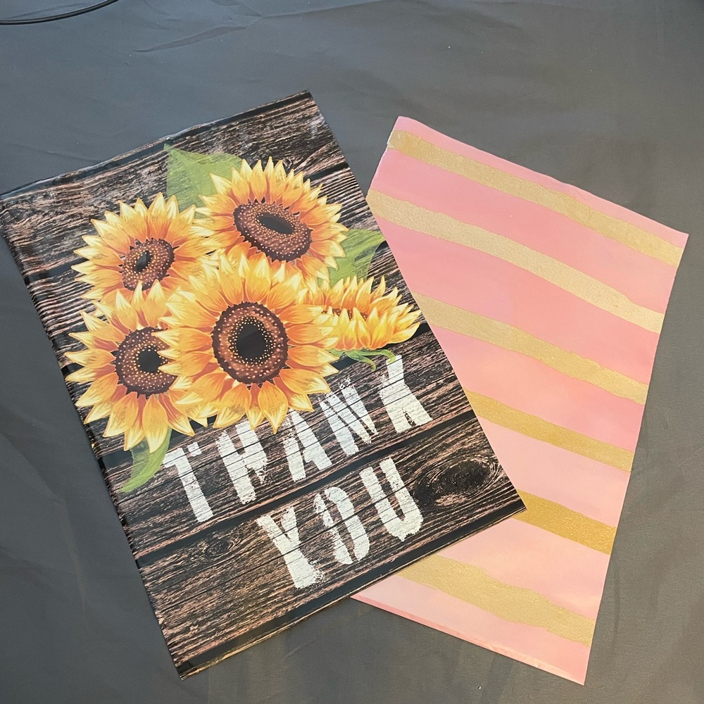 20 Sunflower AND 20 Pink Stripe 10X13” Polymailers